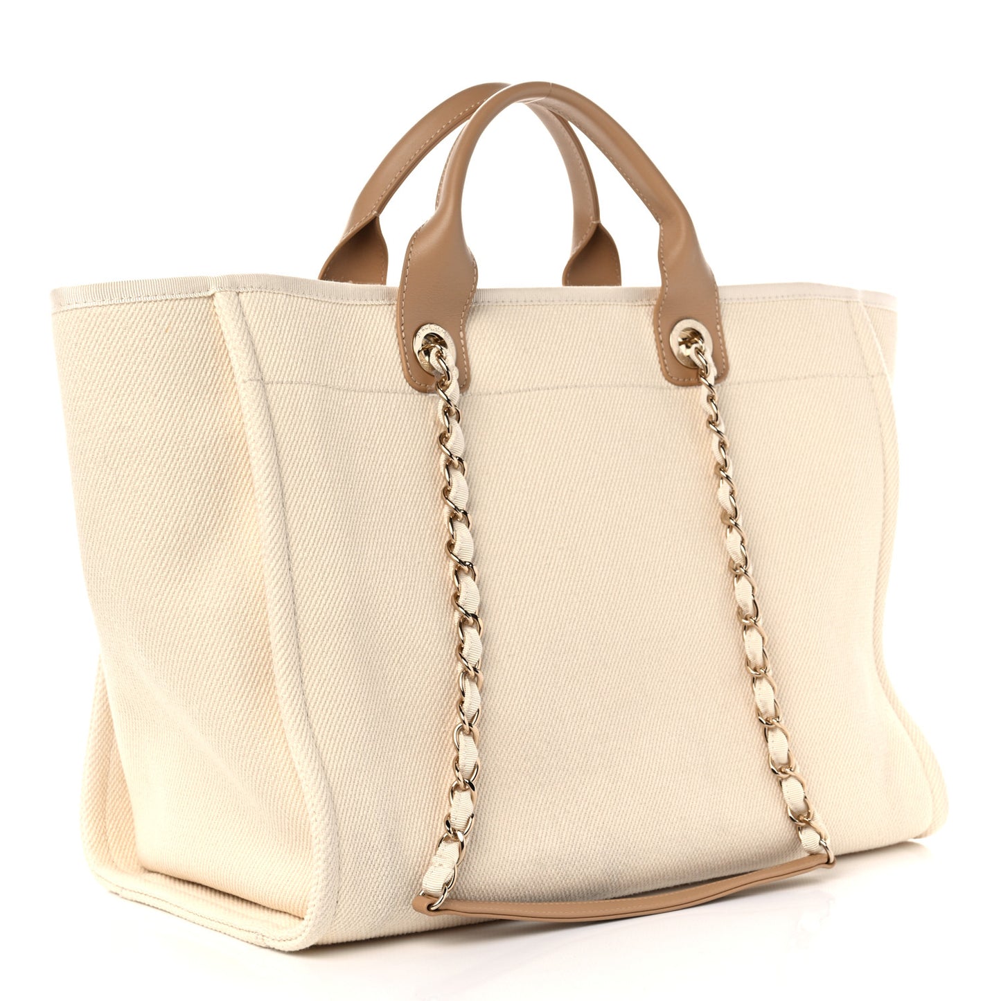 Canvas Pearl Medium Deauville Tote Ecru Beige
