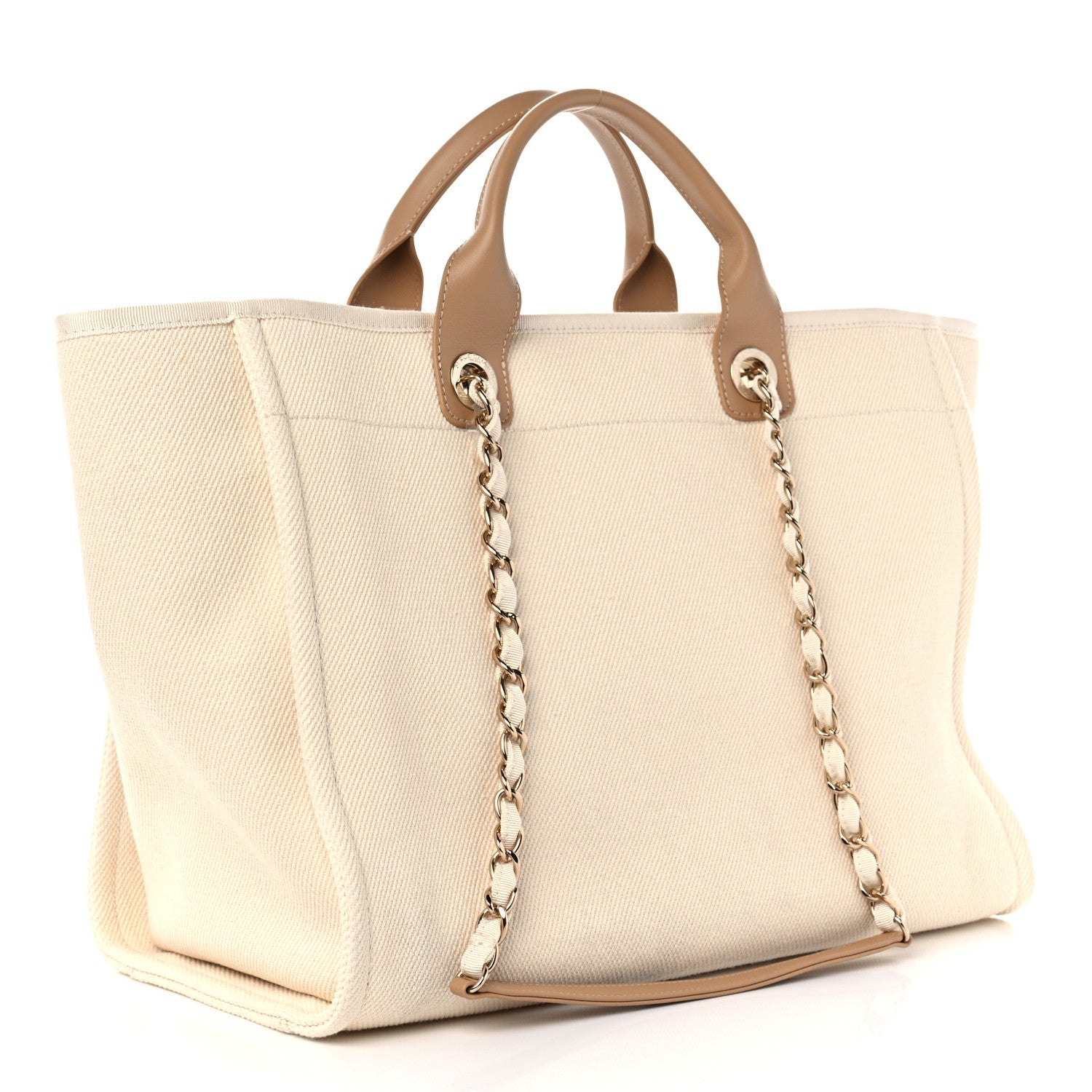 Chanel Canvas Pearl Medium Deauville Tote Ecru Beige 3 of 11