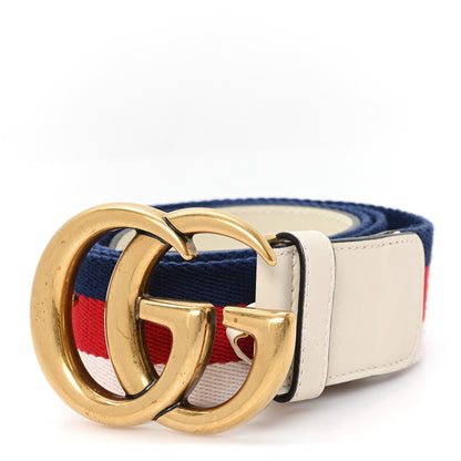 Gucci Nylon Calfskin Sylvie Web Double G 40mm Belt 95 38 Mystic White Hibiscus Red Maritime 1 of 4
