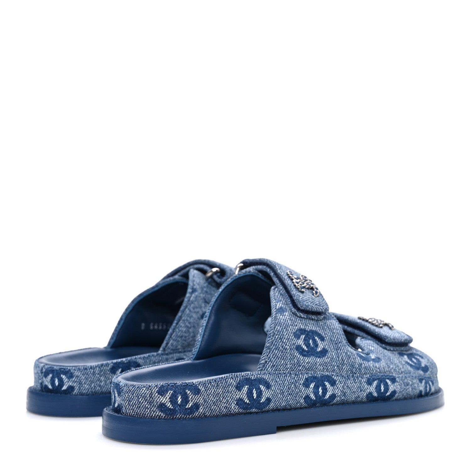 Chanel Denim CC Velcro Dad Chain CC Slide Sandals 35 Blue 5 of 11