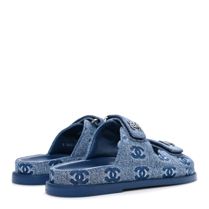 Chanel Denim CC Velcro Dad Chain CC Slide Sandals 35 Blue 5 of 11