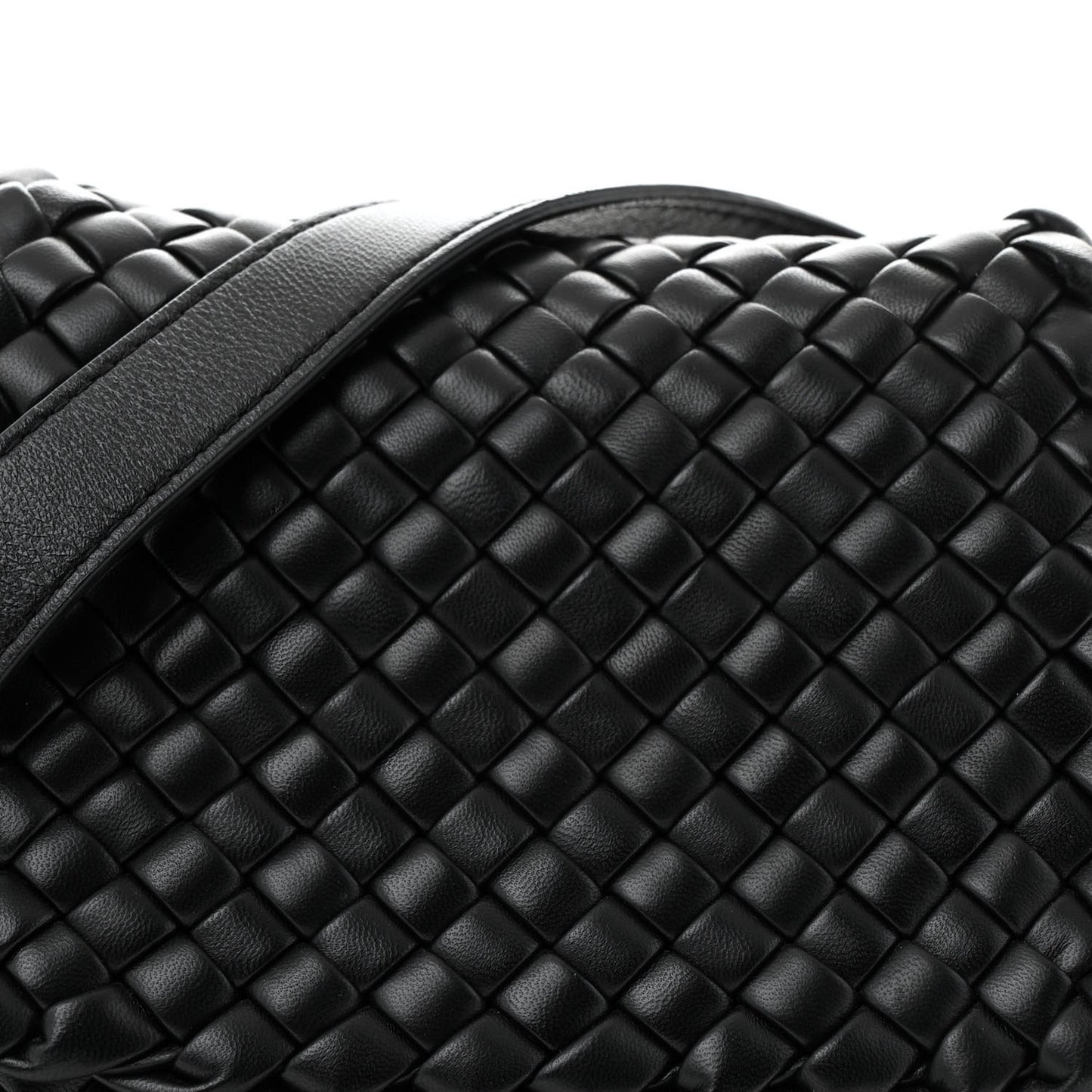 Nappa Intrecciato Mini Cobble Shoulder Bag Black