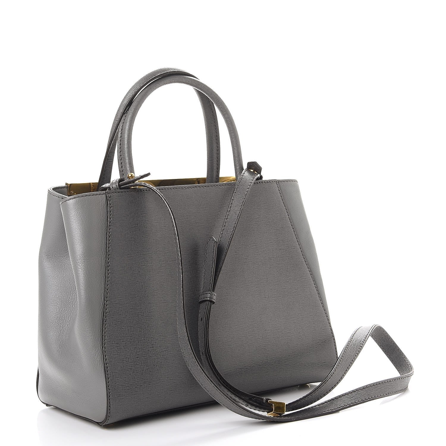 Fendi Vitello Elite Petite 2Jours Tote Grigio Grigio Chiaro 3 of 7