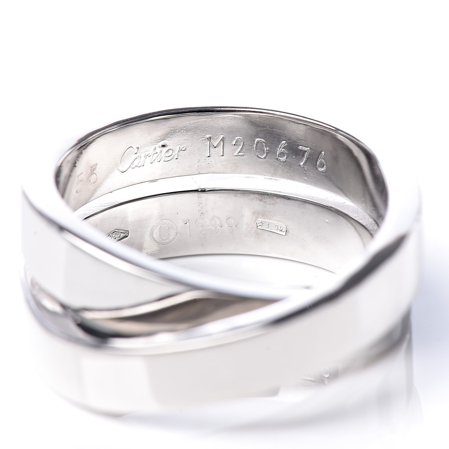 Cartier 18K White Gold 9mm Paris Nouvelle Vague Ring 53 6.25 4 of 4