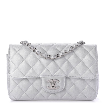 Chanel Metallic Lambskin Quilted Mini Rectangular Flap Silver 1 of 9