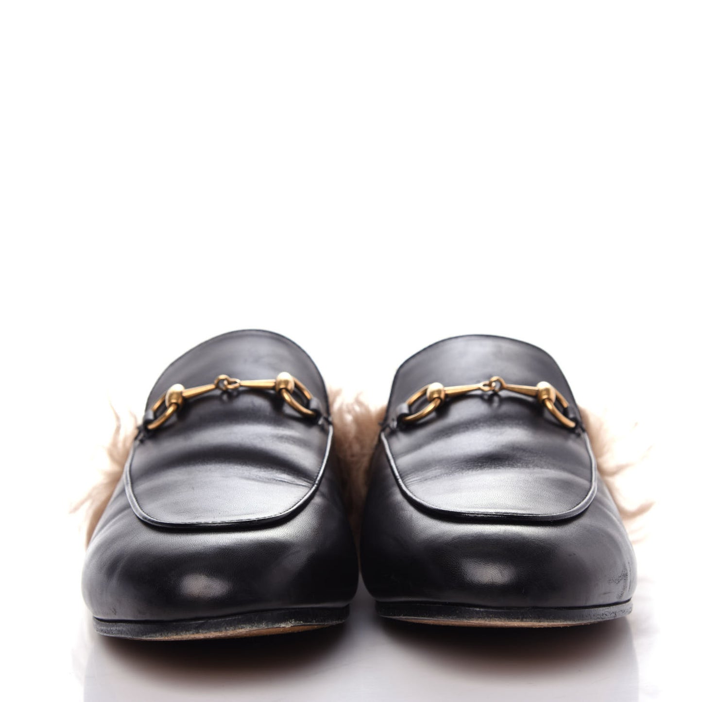 Calfskin Fur Womens Princetown Slippers 40 Black