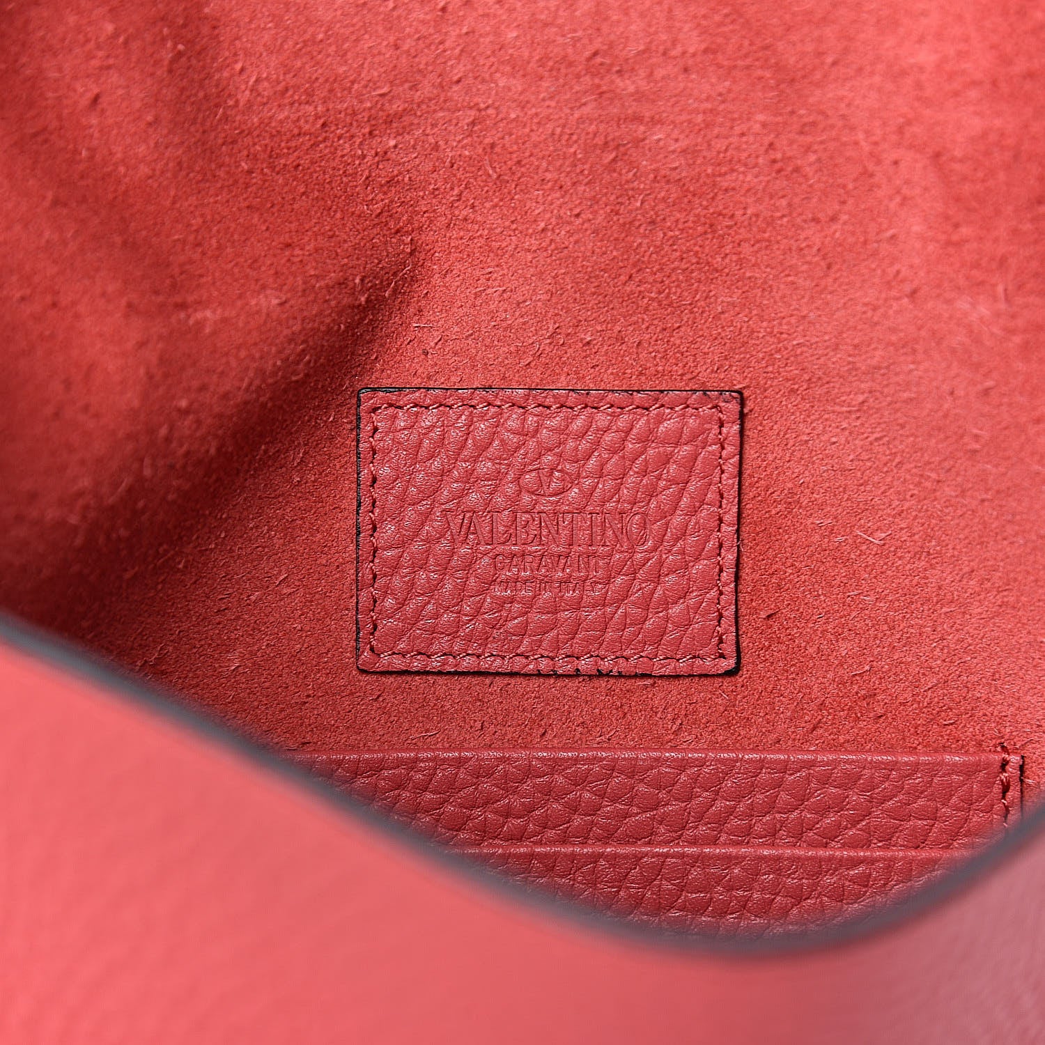 Valentino Garavani Pebbled Calfskin Medium Rockstud Envelope Flat Wristlet Pouch Red 6 of 7