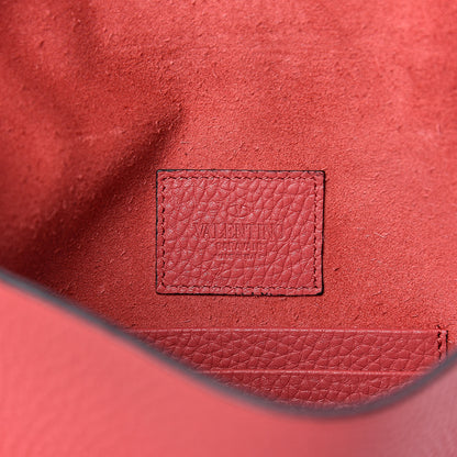 Valentino Garavani Pebbled Calfskin Medium Rockstud Envelope Flat Wristlet Pouch Red 6 of 7