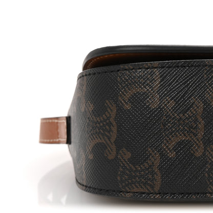 Celine Triomphe Canvas Calfskin Tabou Clutch on Strap Tan 8 of 9