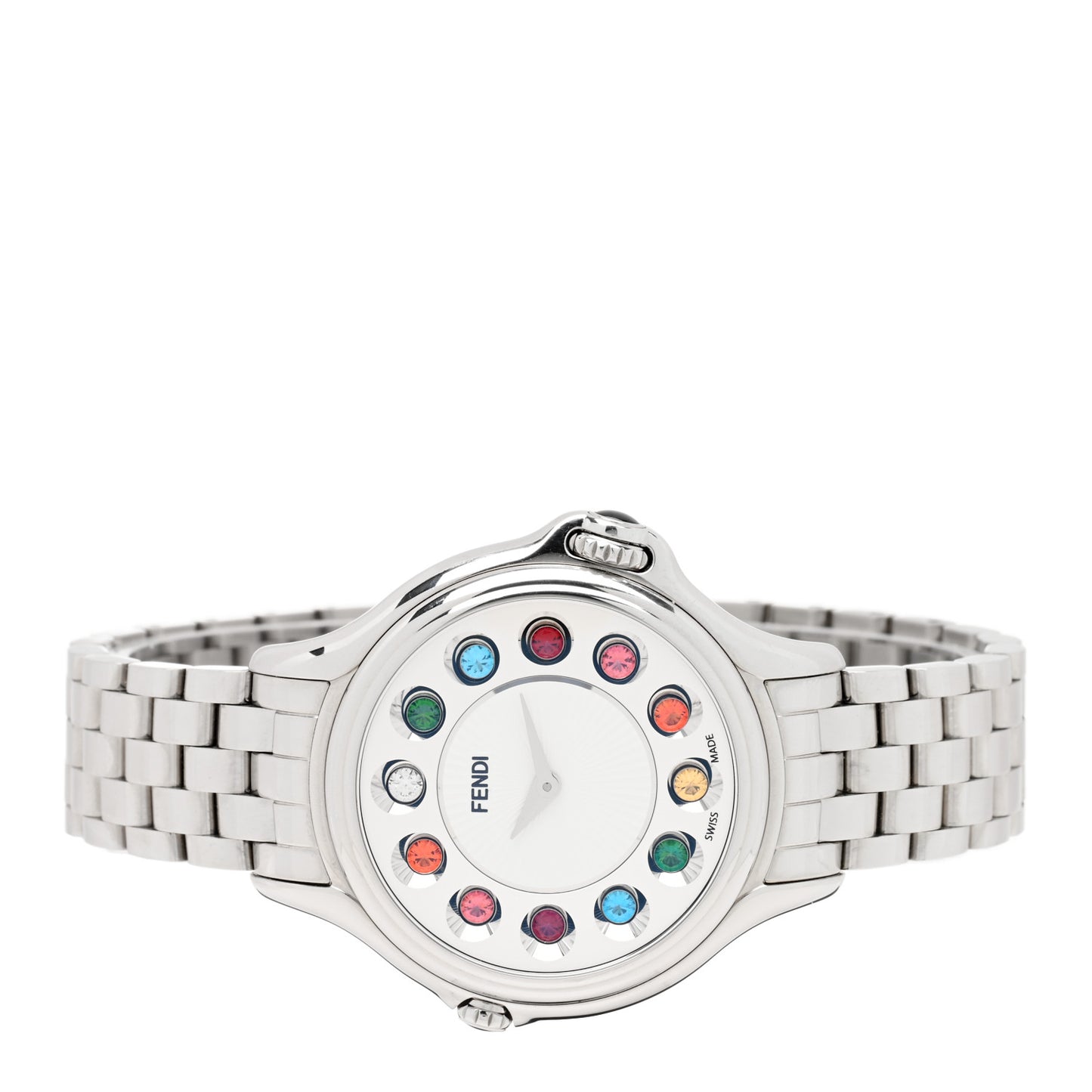 Stainless Steel Diamond Topaz 38mm Crazy Carats Rotating Gem Quartz Watch