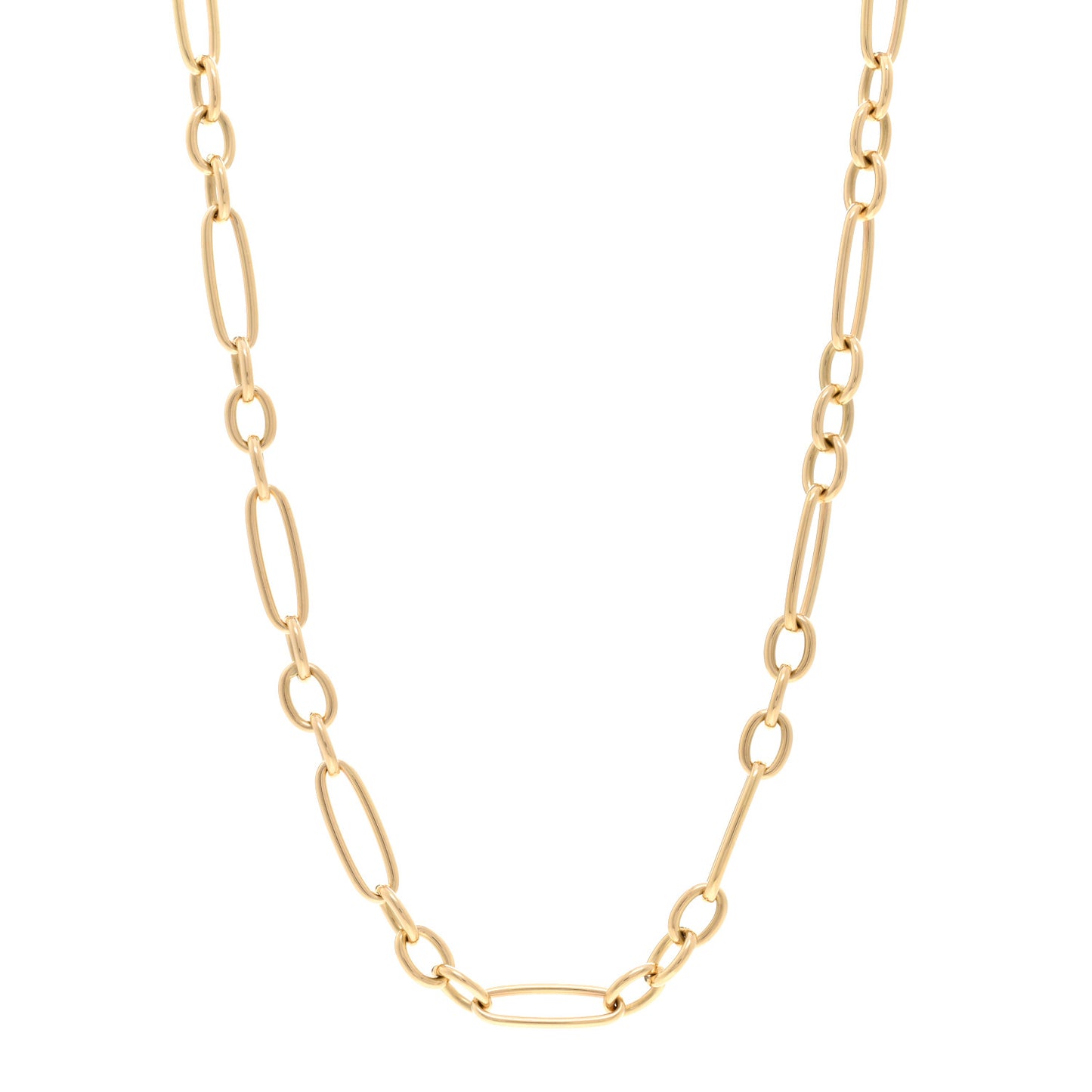 18K Yellow Gold Alternating Oval Link Short Necklace