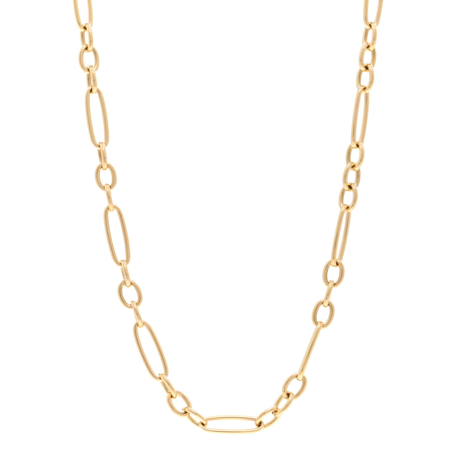 Roberto Coin 18K Yellow Gold Alternating Oval Link Short Necklace 1 of 4