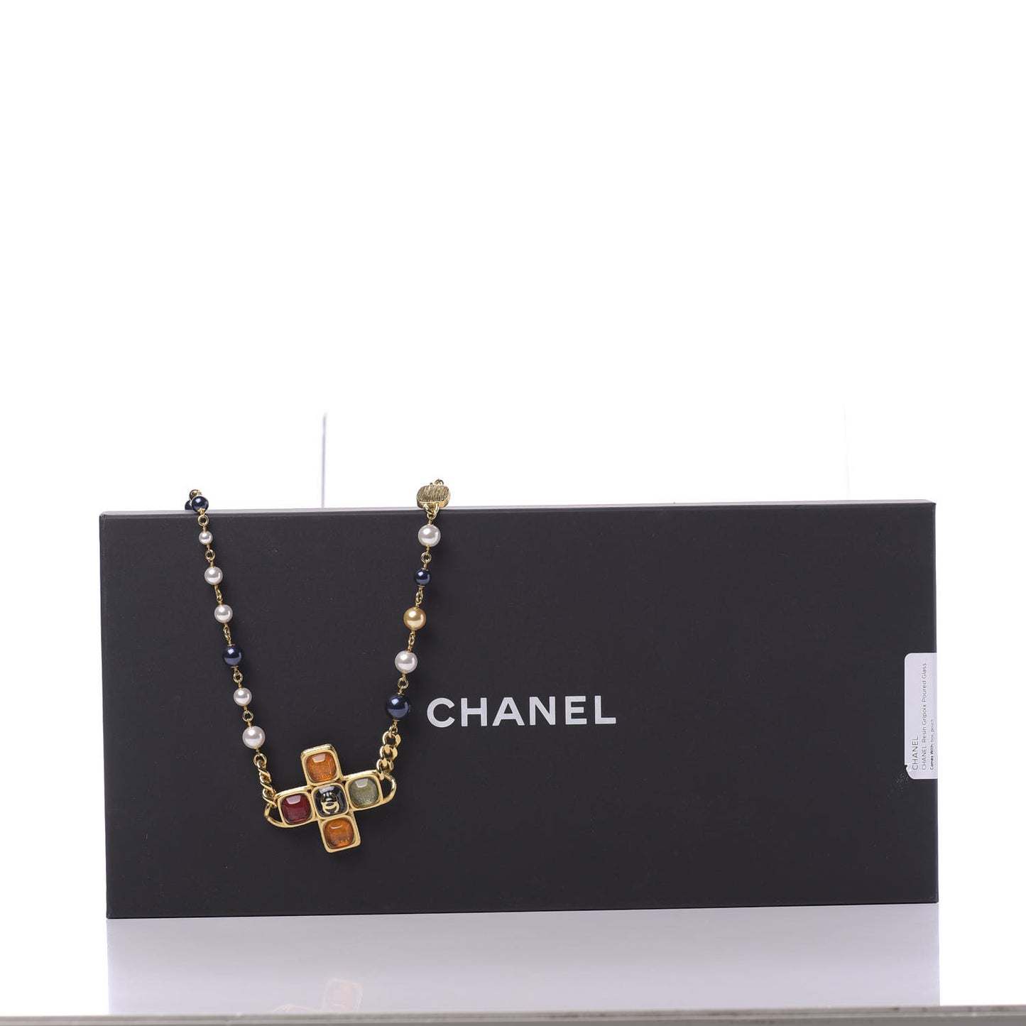 Resin Gripoix Poured Glass Pearl Necklace Gold Multicolor