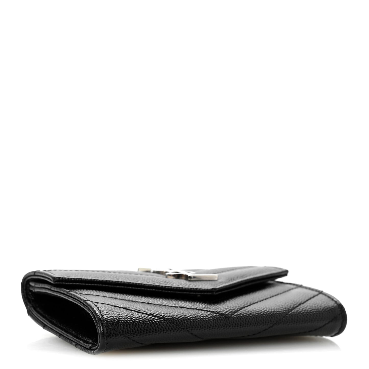 Grain De Poudre Matelasse Chevron Small Monogram Envelope Wallet Black