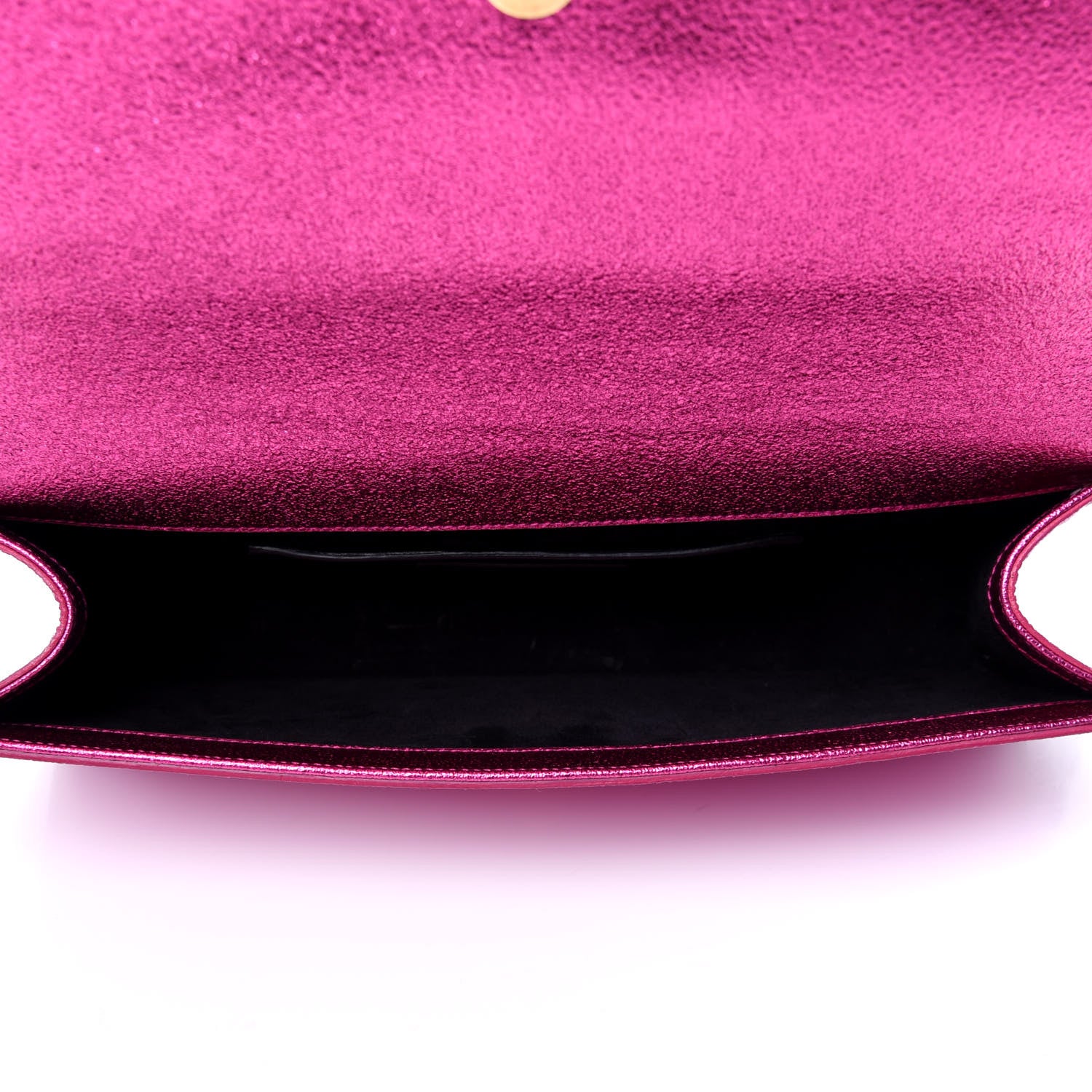 Saint Laurent Metallic Calfskin Monogram Cassandre Clutch Fuchsia 5 of 11