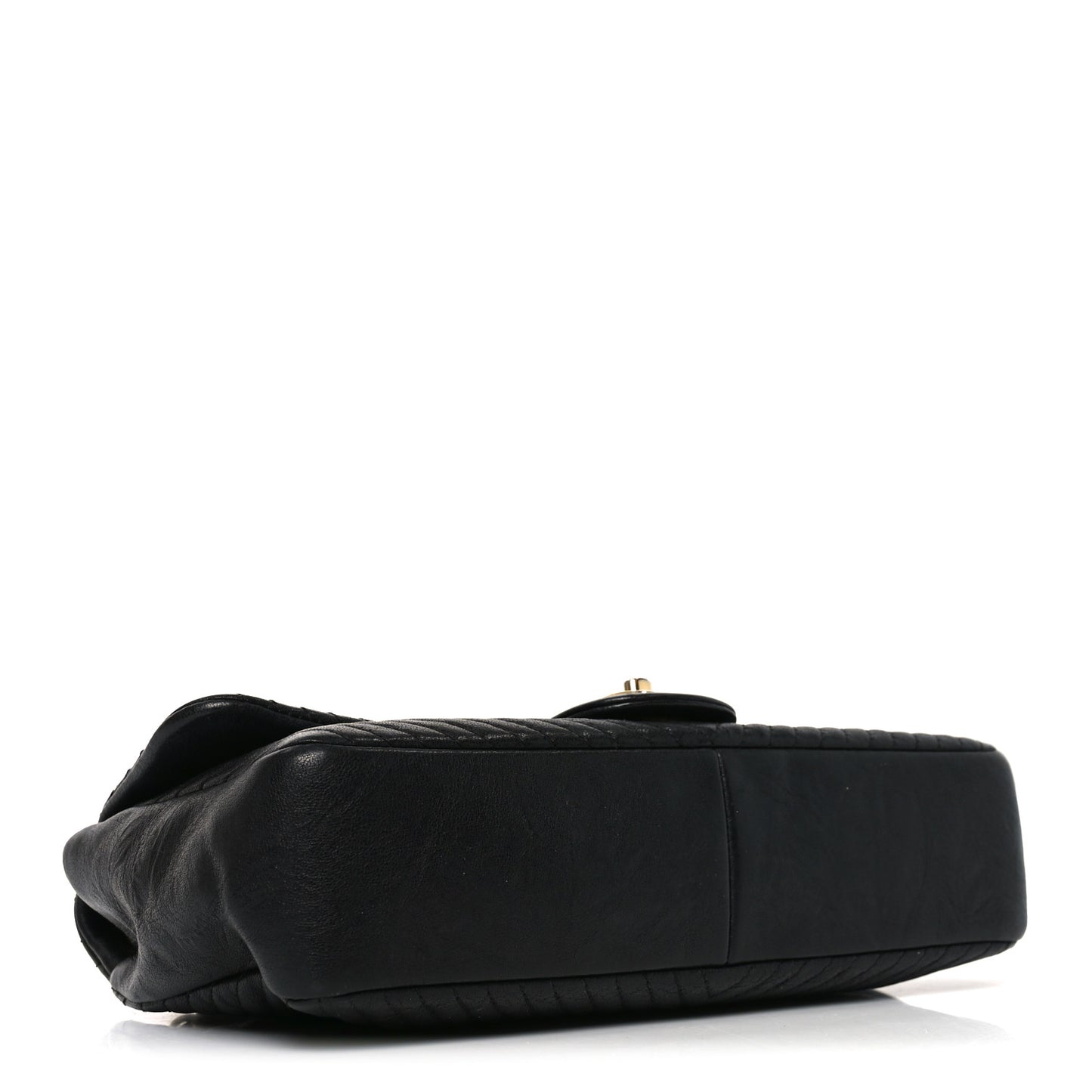 Calfskin Chevron Quilted Medium Surpique Flap Black