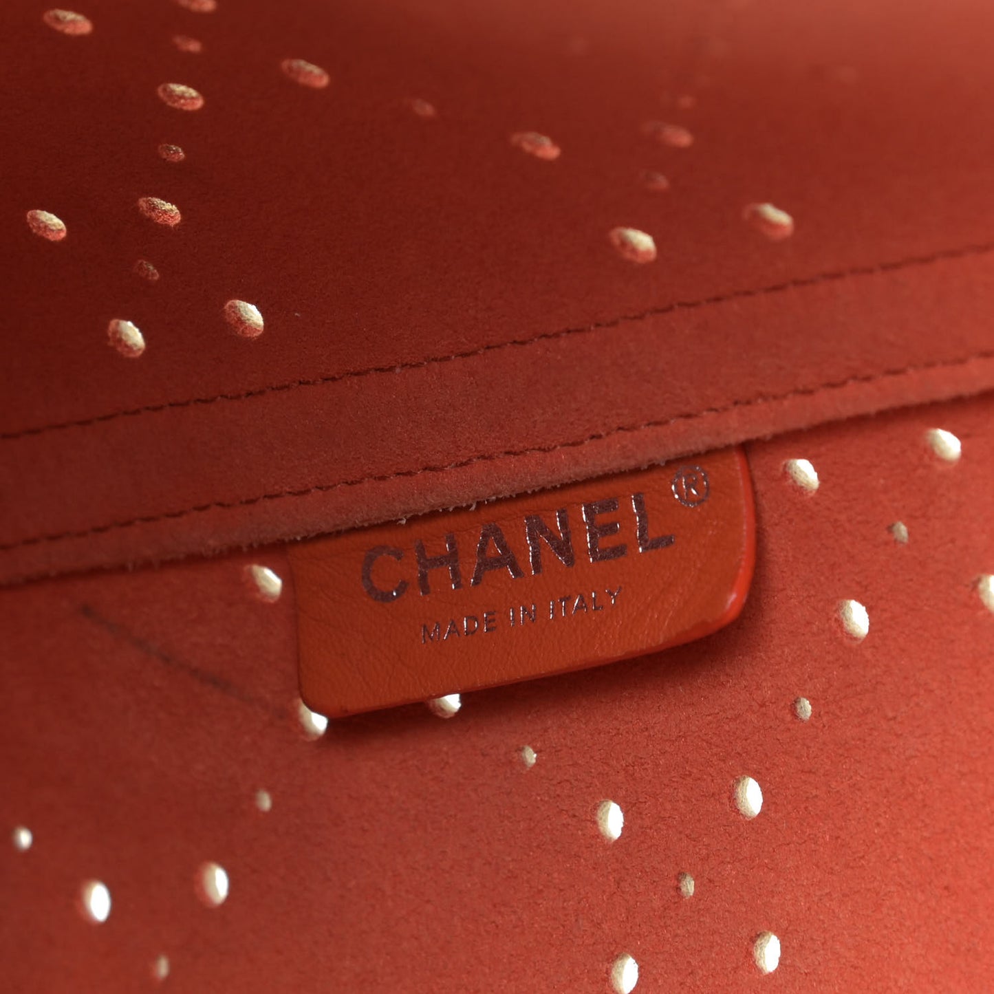 Perforated Grained Calfskin Small Shopping Tote Light Coral