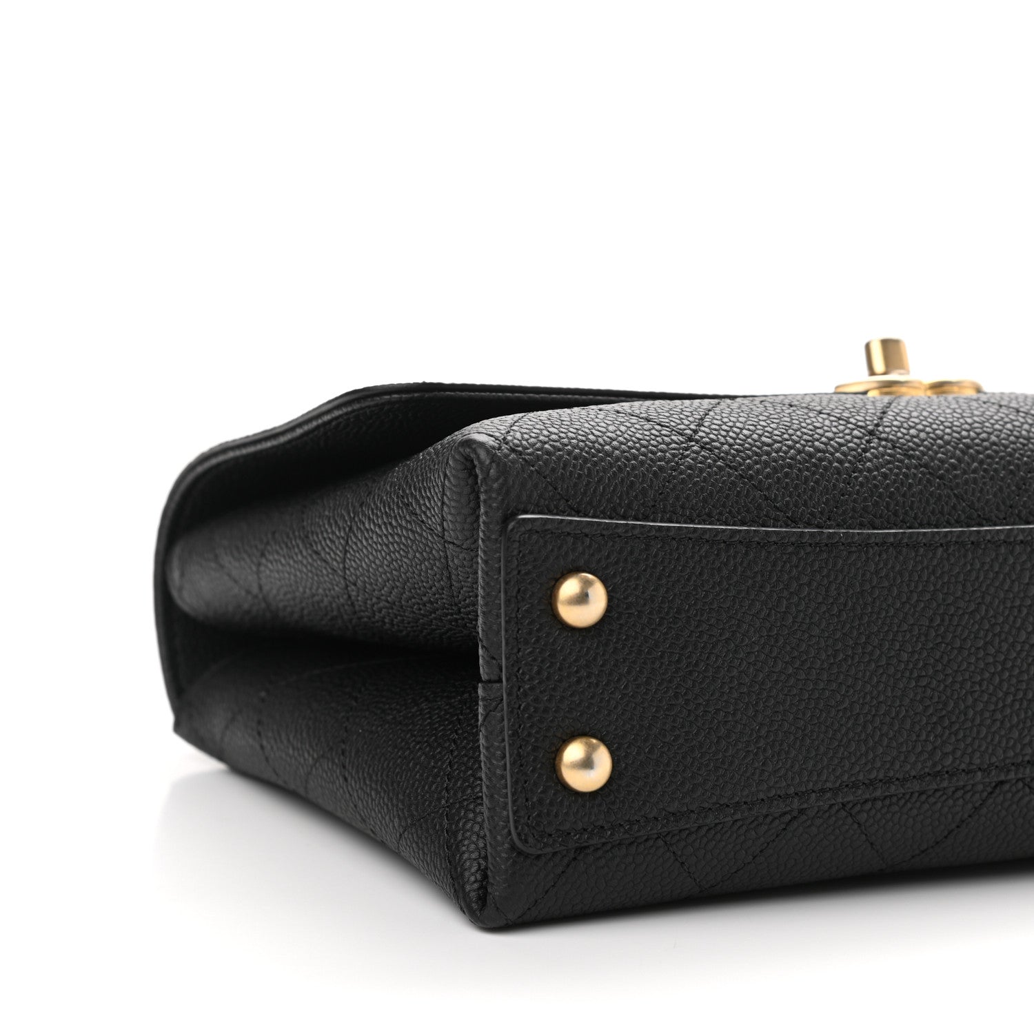 Chanel Caviar Diamond Stitched Small Top Handle Flap Black 9 of 11
