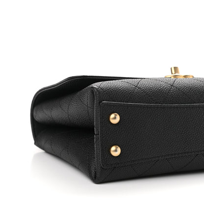 Chanel Caviar Diamond Stitched Small Top Handle Flap Black 9 of 11