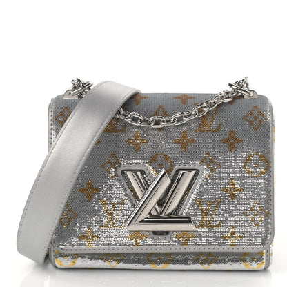 Louis Vuitton Sequins Monogram Twist Shoulder Bag PM Gold Silver 3 of 13