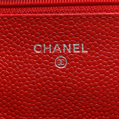 Chanel Caviar Quilted Wallet On Chain WOC Red 6 of 12
