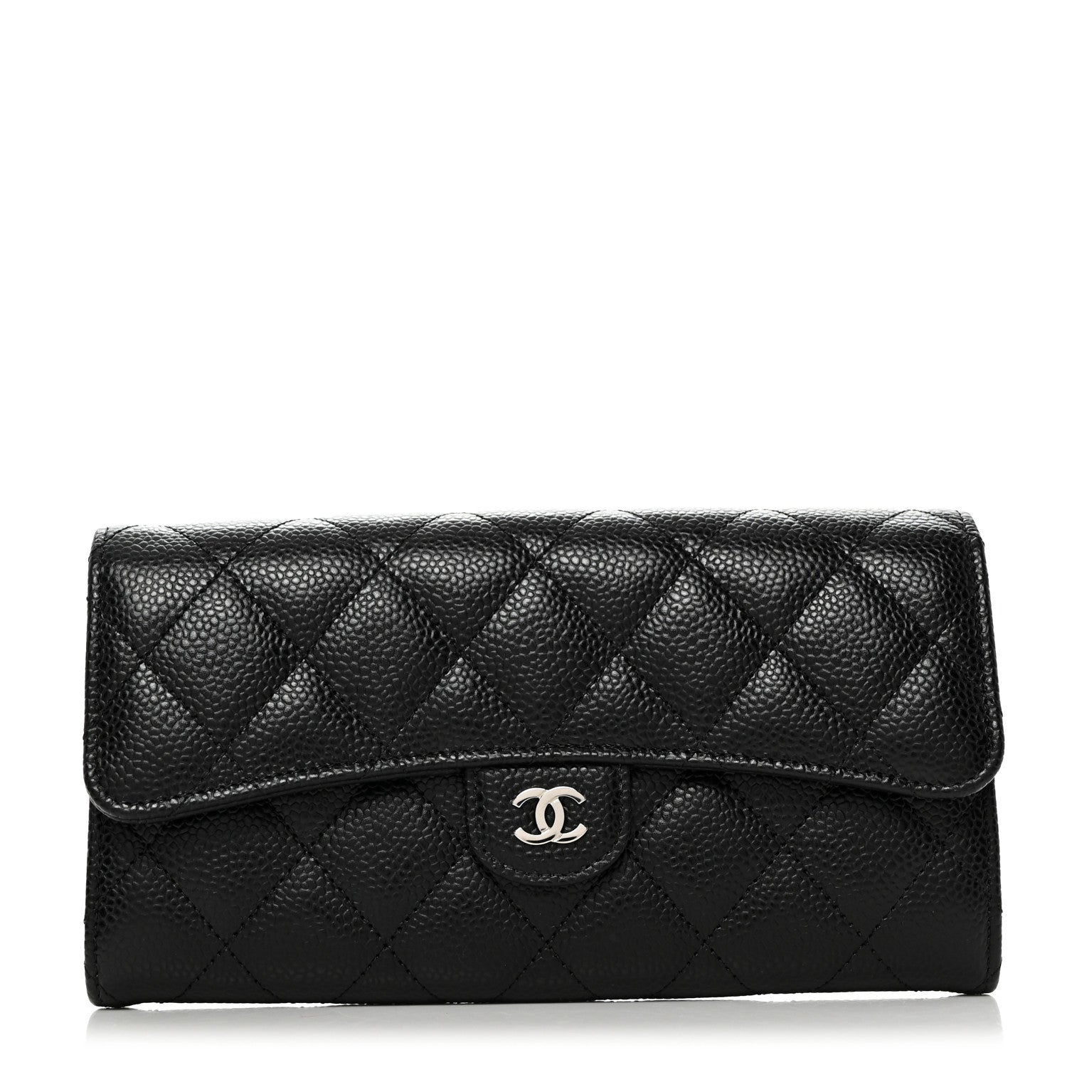 Chanel Caviar Quilted Large Gusset Flap Wallet Black 1 of 9