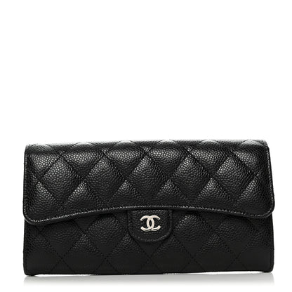 Chanel Caviar Quilted Large Gusset Flap Wallet Black 1 of 9