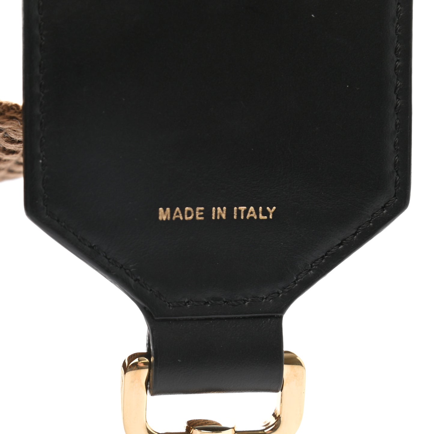 Ribbon Vitello King Logo Embossed Gingham Woven Adjustable Strap You Panna Black