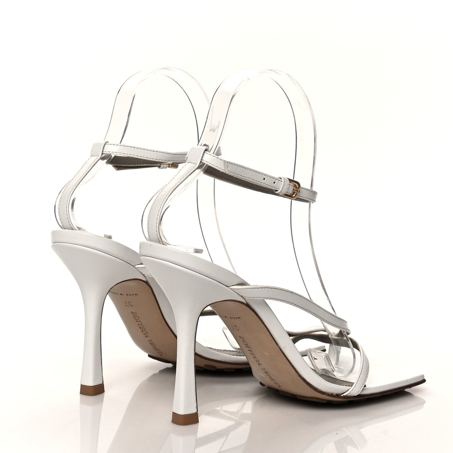 Lambskin Stretch Multi Strap 90mm Sandals 37 Optic White