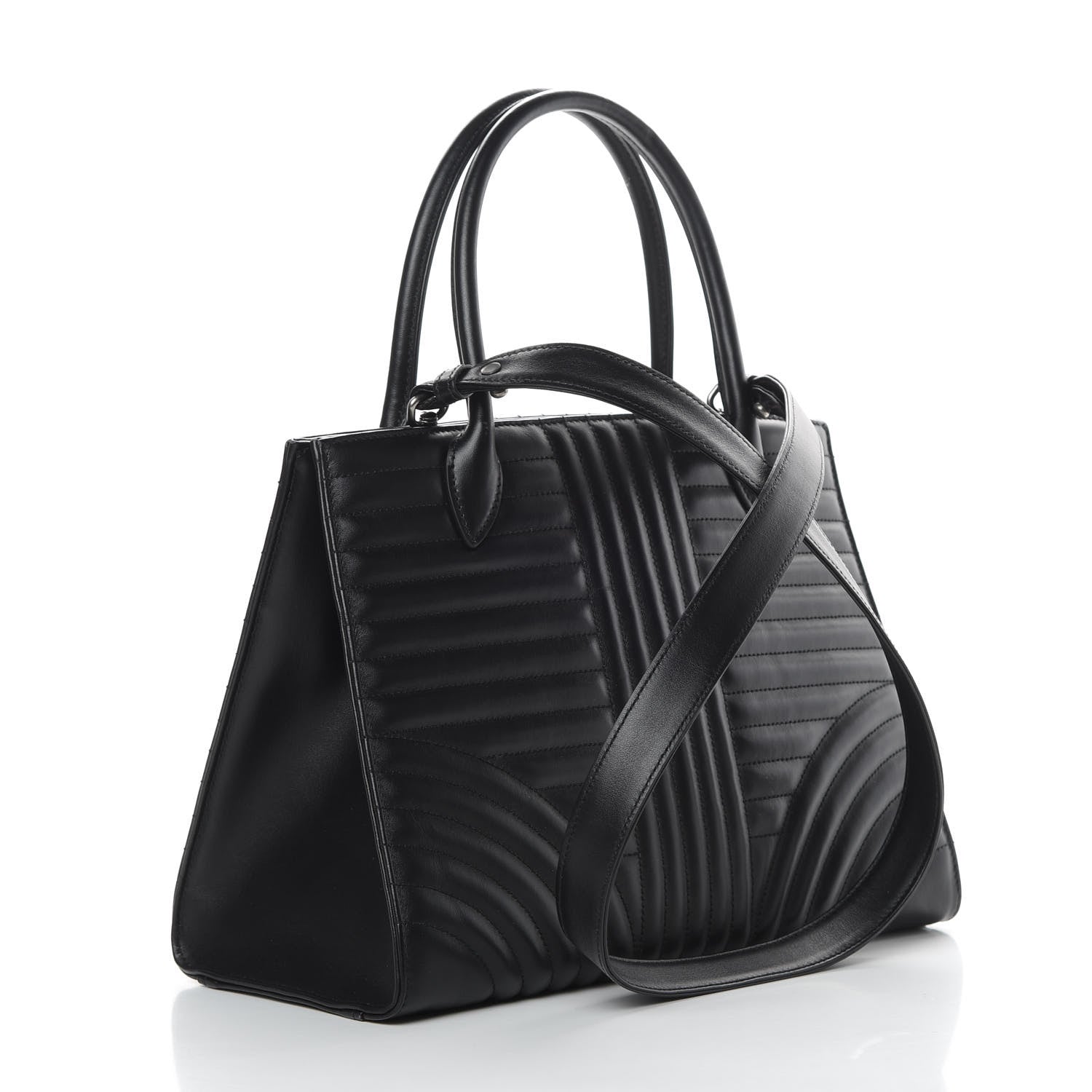 Prada Soft Calfskin Impunture Diagramme Tote Black 3 of 12