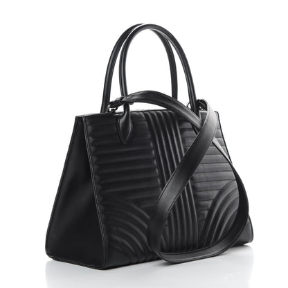 Prada Soft Calfskin Impunture Diagramme Tote Black 3 of 12