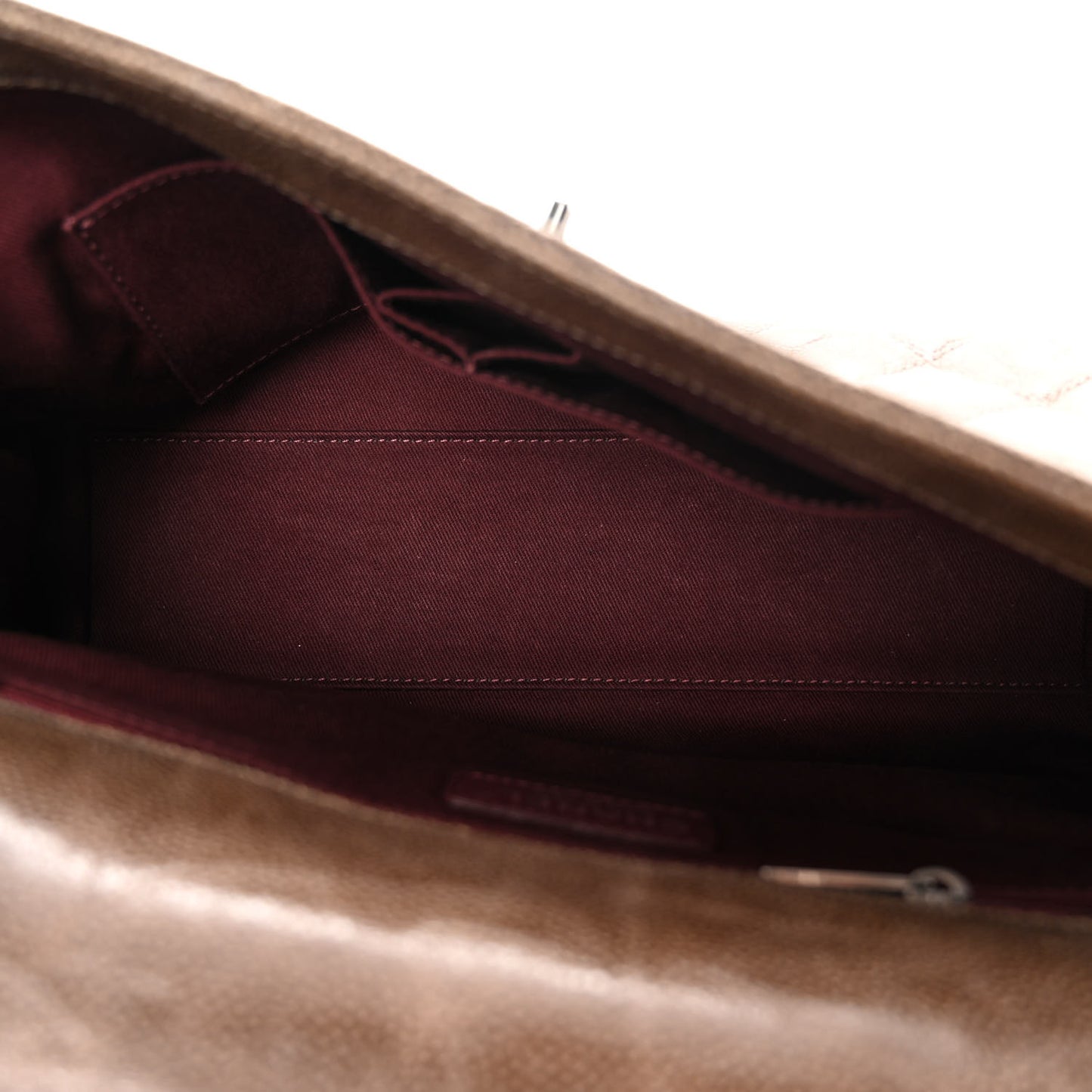 Crumpled Grained Calfskin Jumbo CC Crave Flap Brown