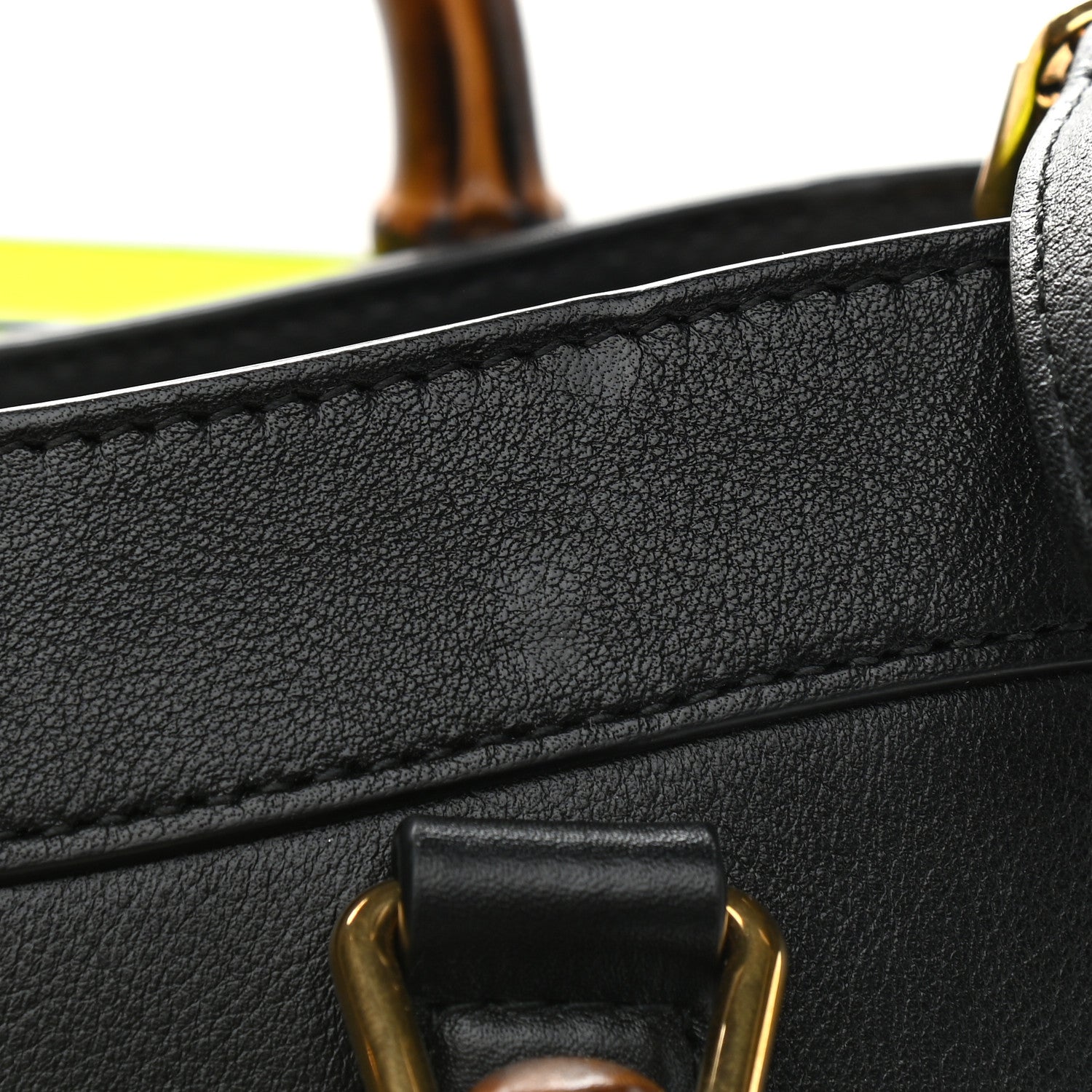 Gucci Calfskin Medium Diana Tote Bag Black Yellow Fluo 11 of 14