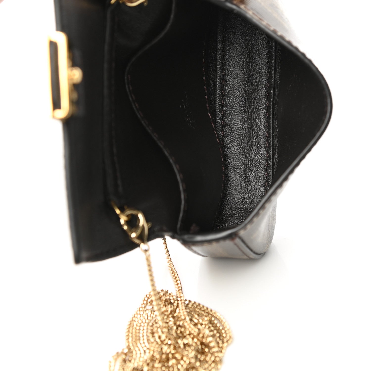Fendi Glazed Fabric FF 1974 Nano Baguette Charm Mogano Panna 5 of 8