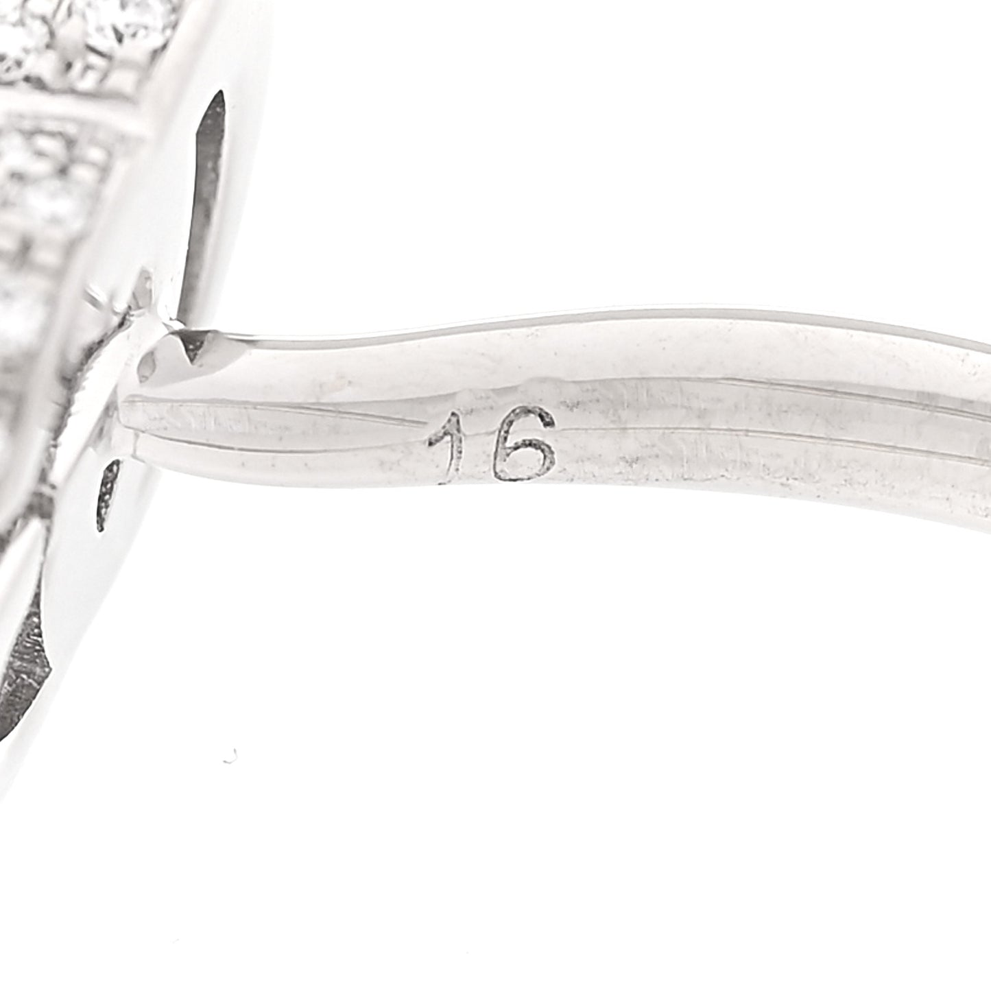 18K White Gold Diamond Flora GG Open Ring 56 7.5