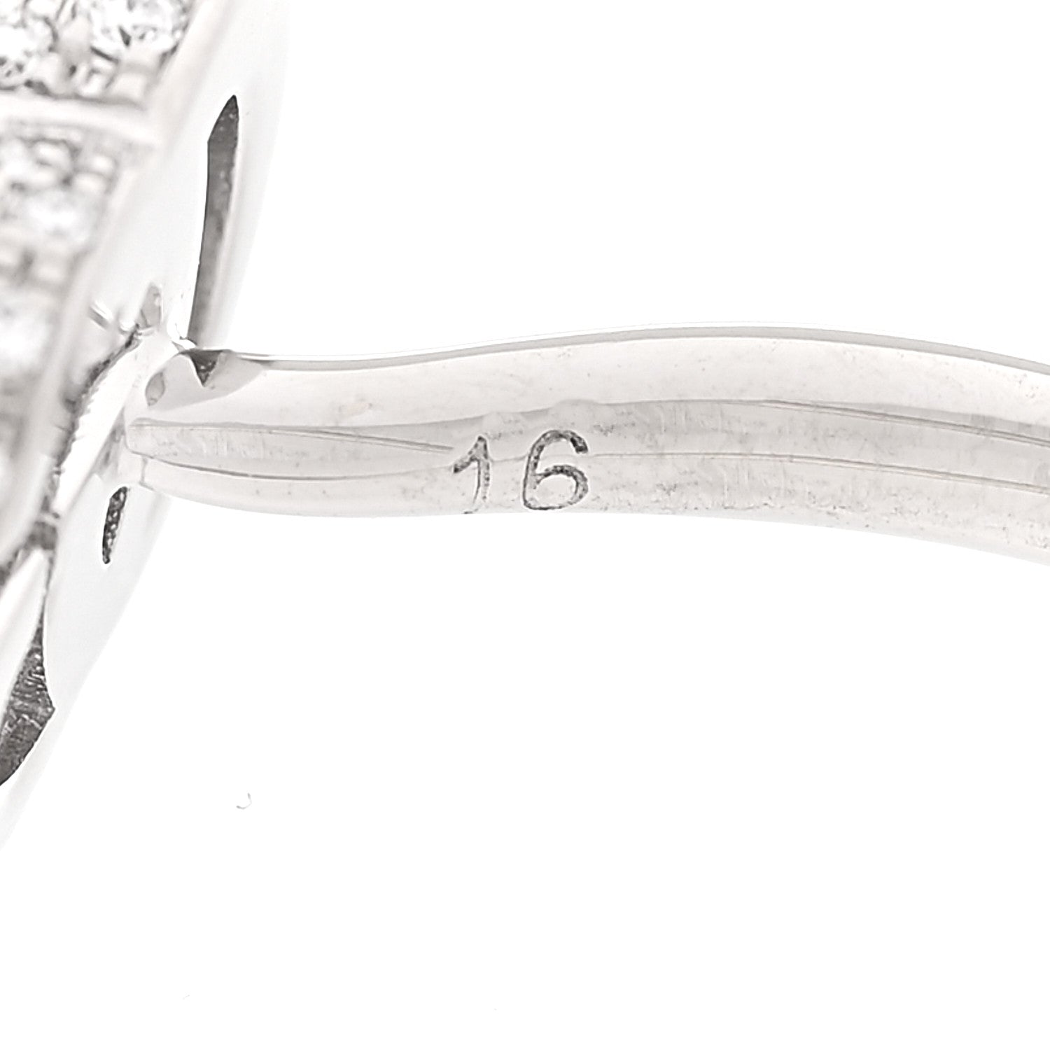 Gucci 18K White Gold Diamond Flora GG Open Ring 56 7.5 6 of 7