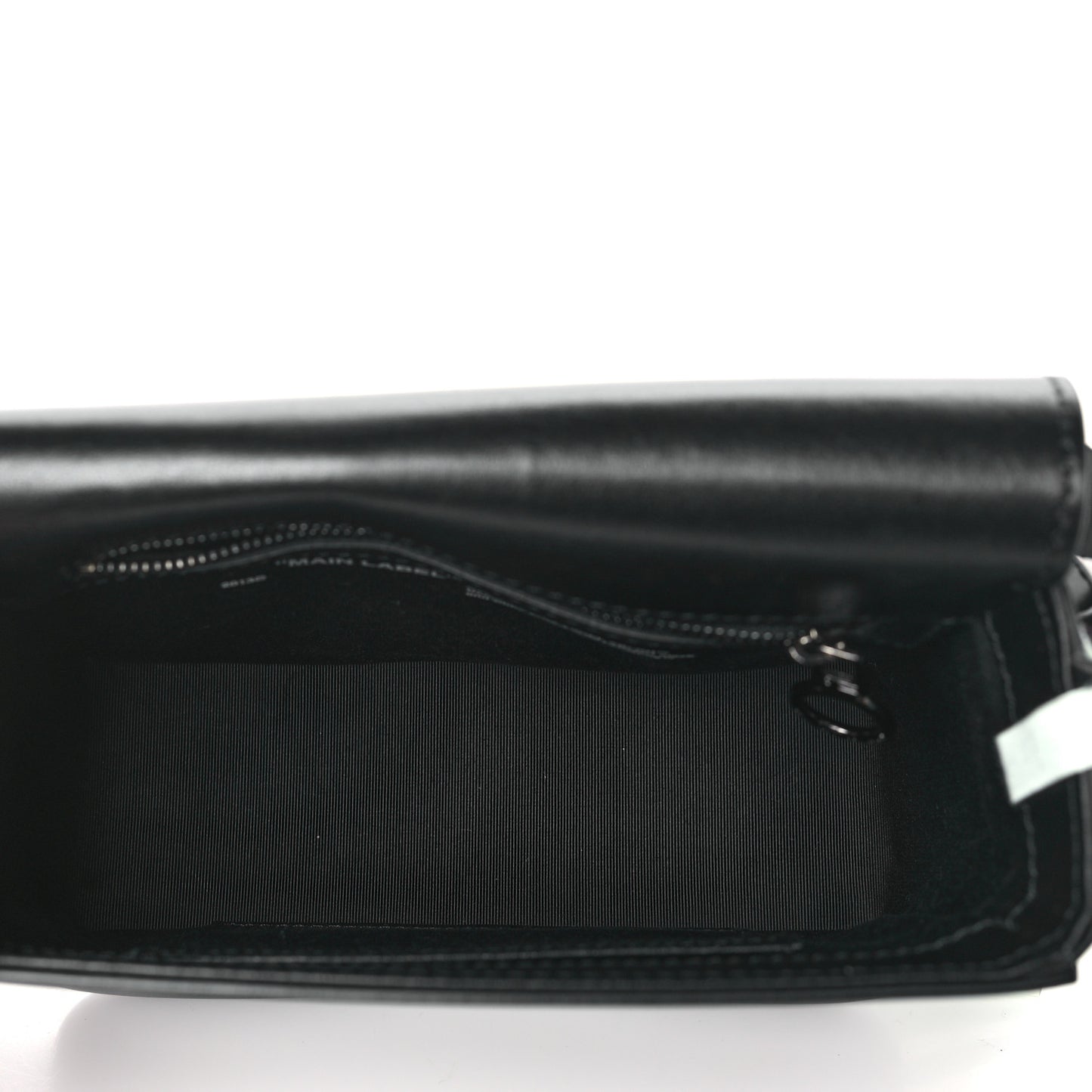 Calfskin Fringe Binder Clip Bag Black White