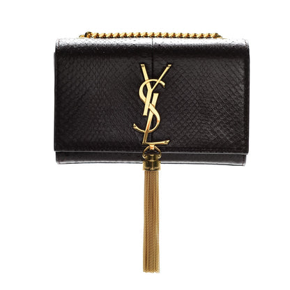 Saint Laurent Snakeskin Small Classic Monogram Kate Tassel Satchel Bordeaux 1 of 7