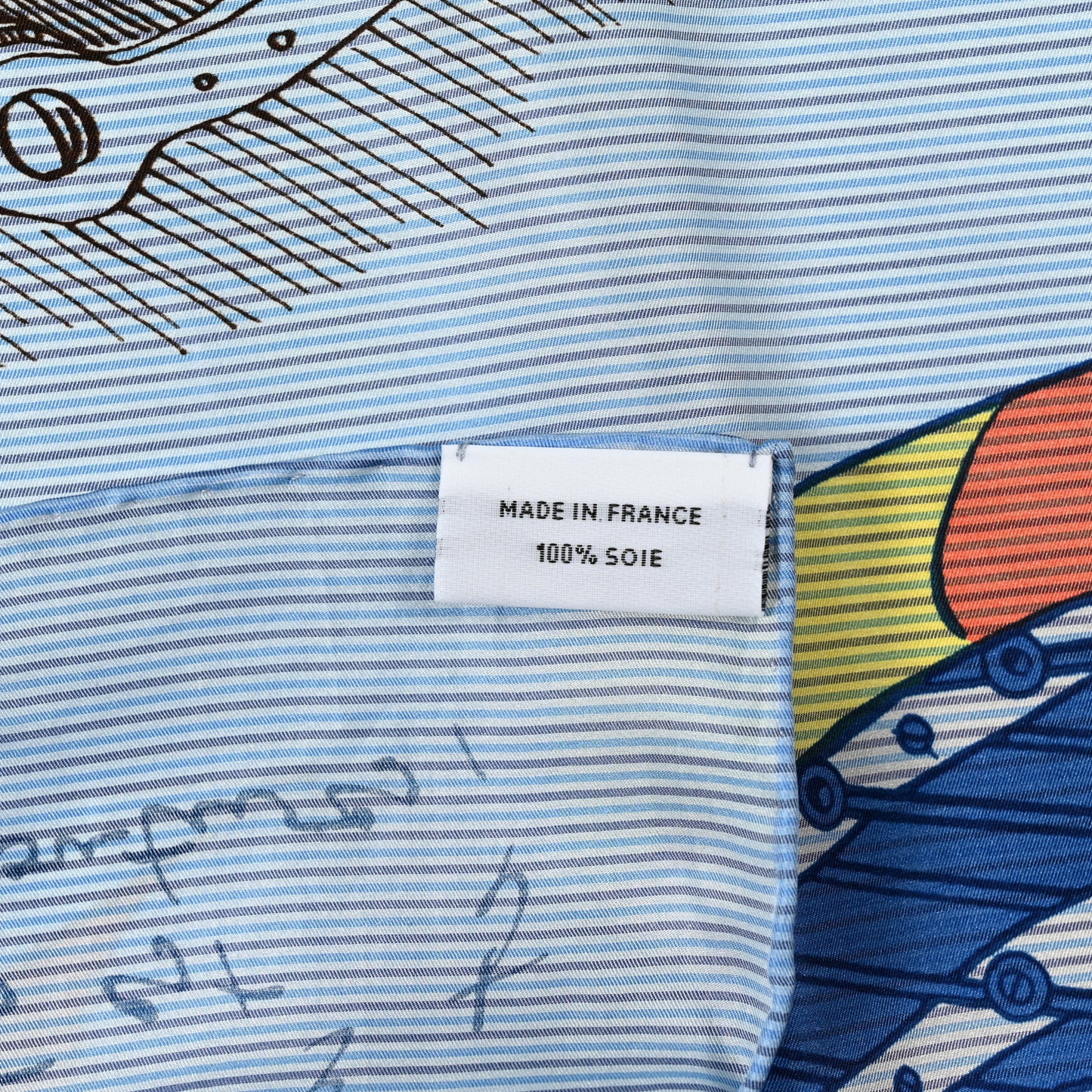Silk Le Pegase d'Hermes Cut Wash 140 Scarf Bleu Ciel Jaune