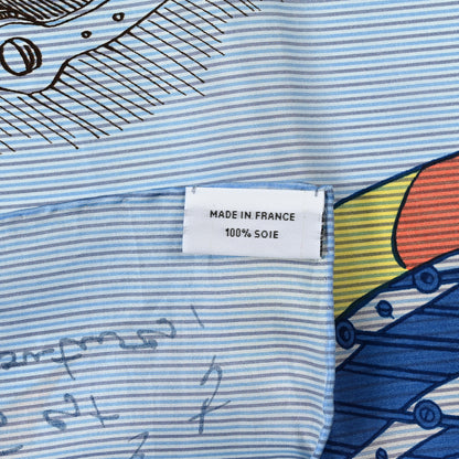Hermes Silk Le Pegase d'Hermes Cut Wash 140 Scarf Bleu Ciel Jaune 4 of 5