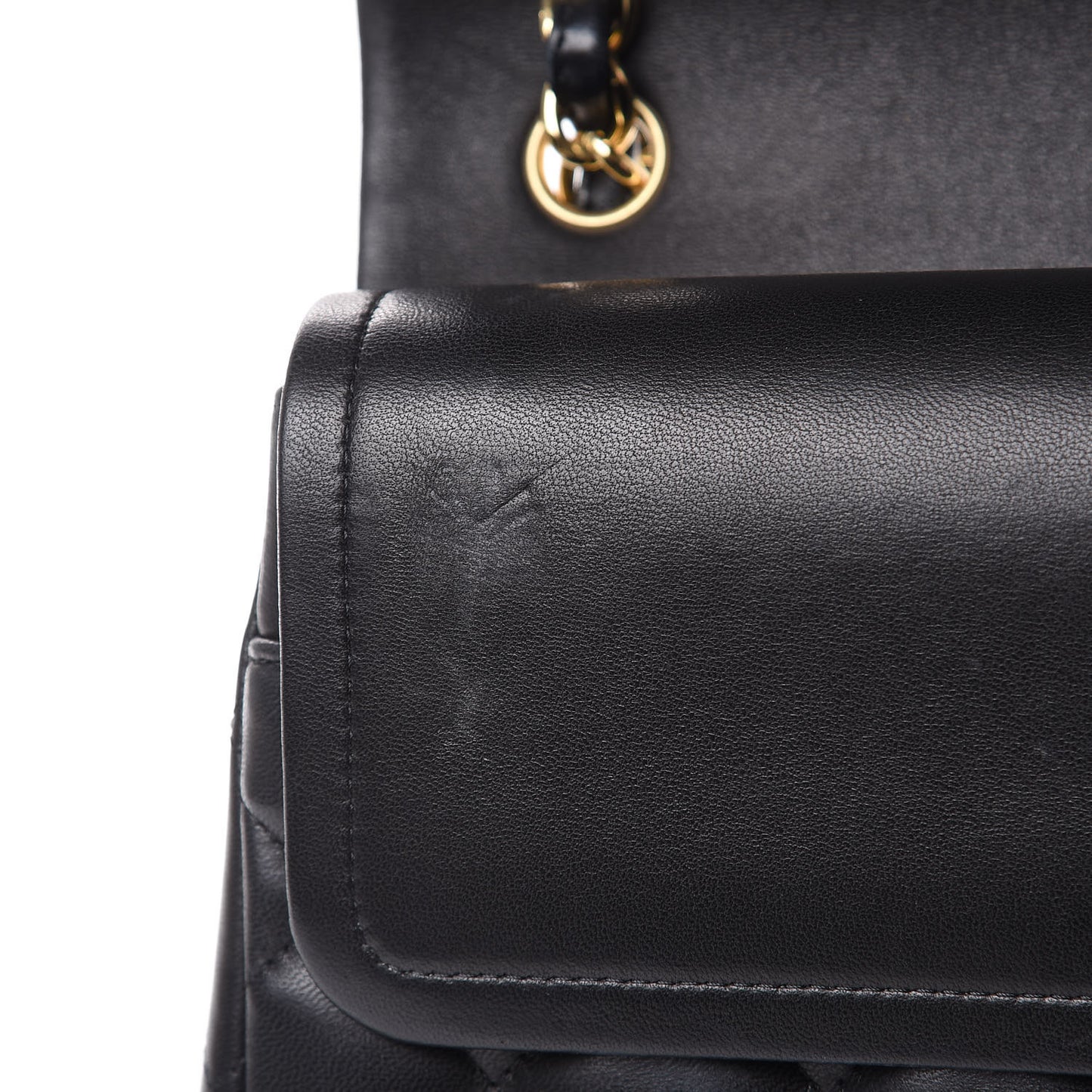 Lambskin Quilted Jumbo Double Flap Black