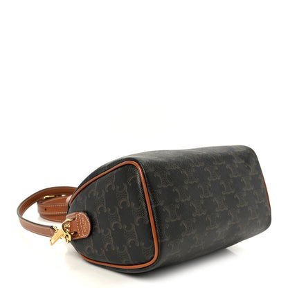 Celine Triomphe Canvas Calfskin Small Boston Bag Tan 4 of 11
