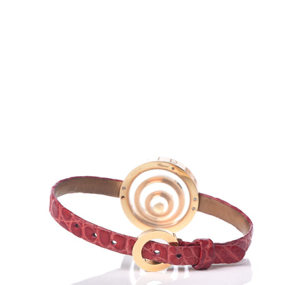 Chopard 18K Yellow Gold Alligator Diamond Happy Spirit Bracelet Red 3 of 10