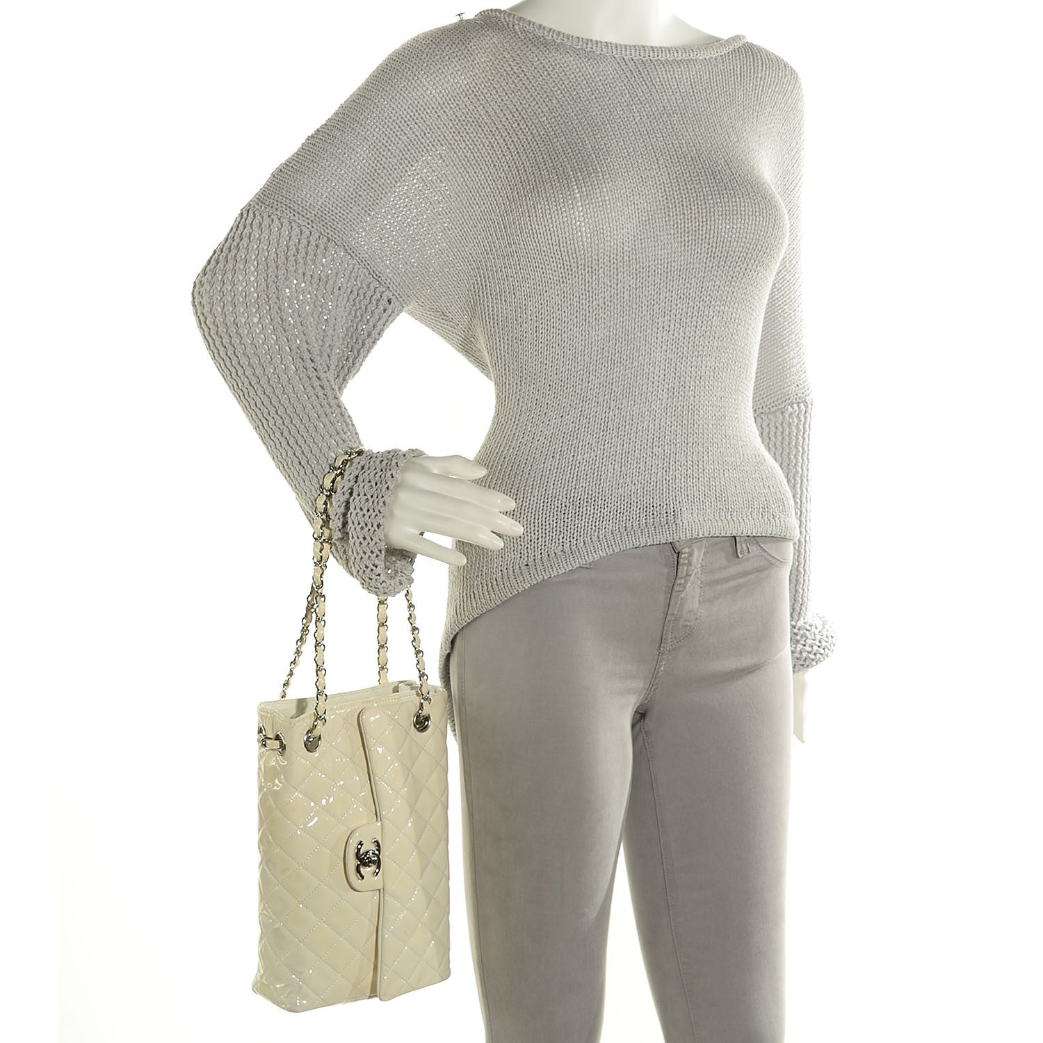 Chanel Patent Quilted Upside Down Flap Bag White 2 of 7