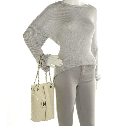 Chanel Patent Quilted Upside Down Flap Bag White 2 of 7