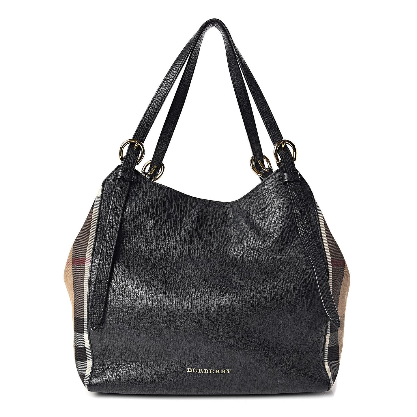 Grainy Calfskin House Check Small Canterbury Black