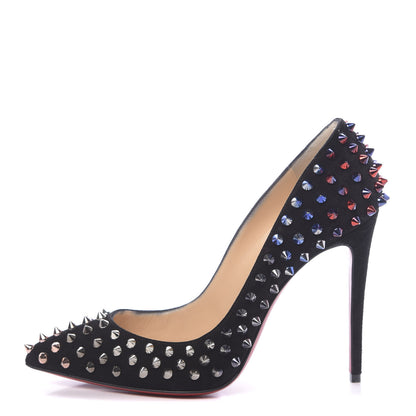 Christian Louboutin Suede Follies Spikes 100 Pumps 37 Black 1 of 15