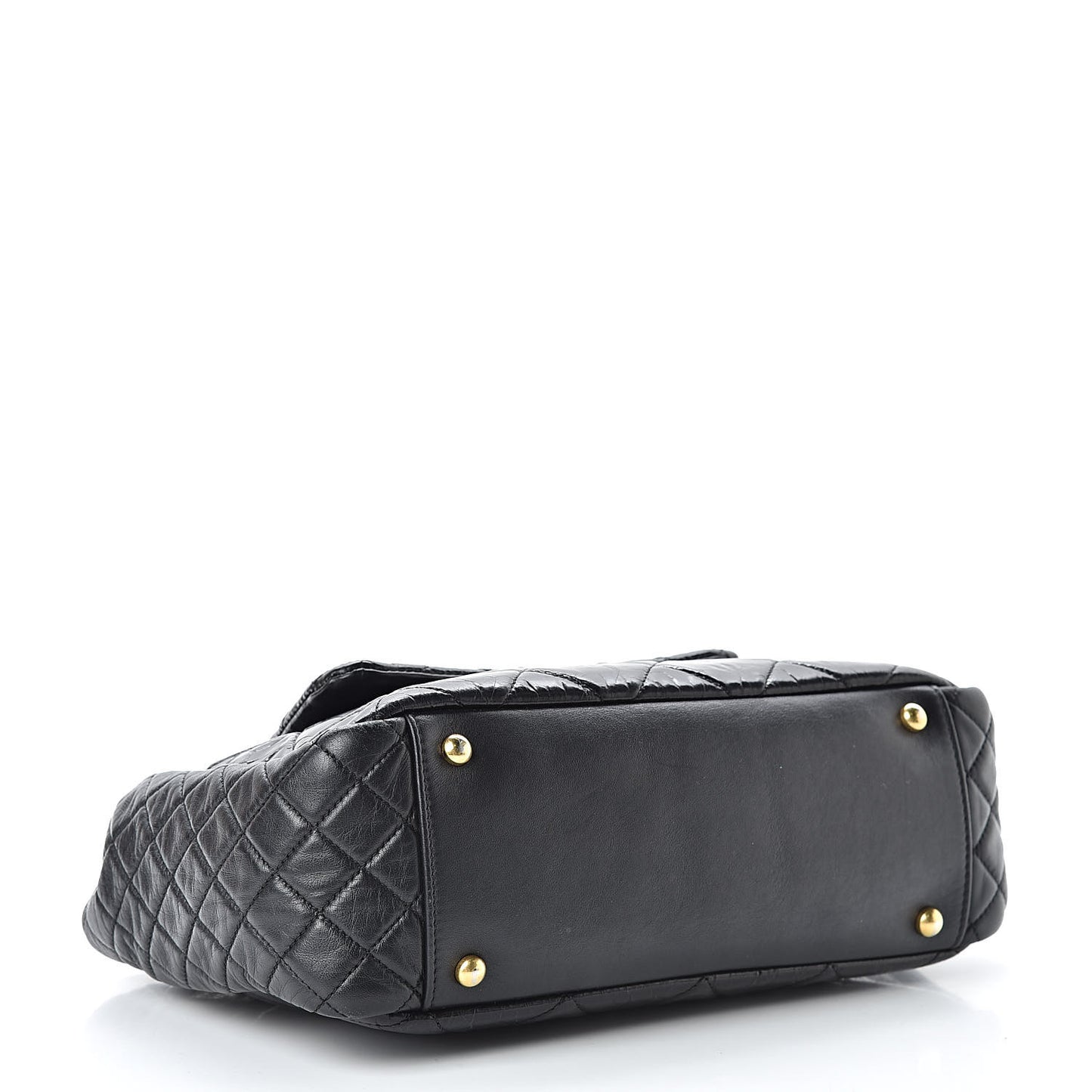 Glazed Crinkled Calfskin Medium East West Flap Black