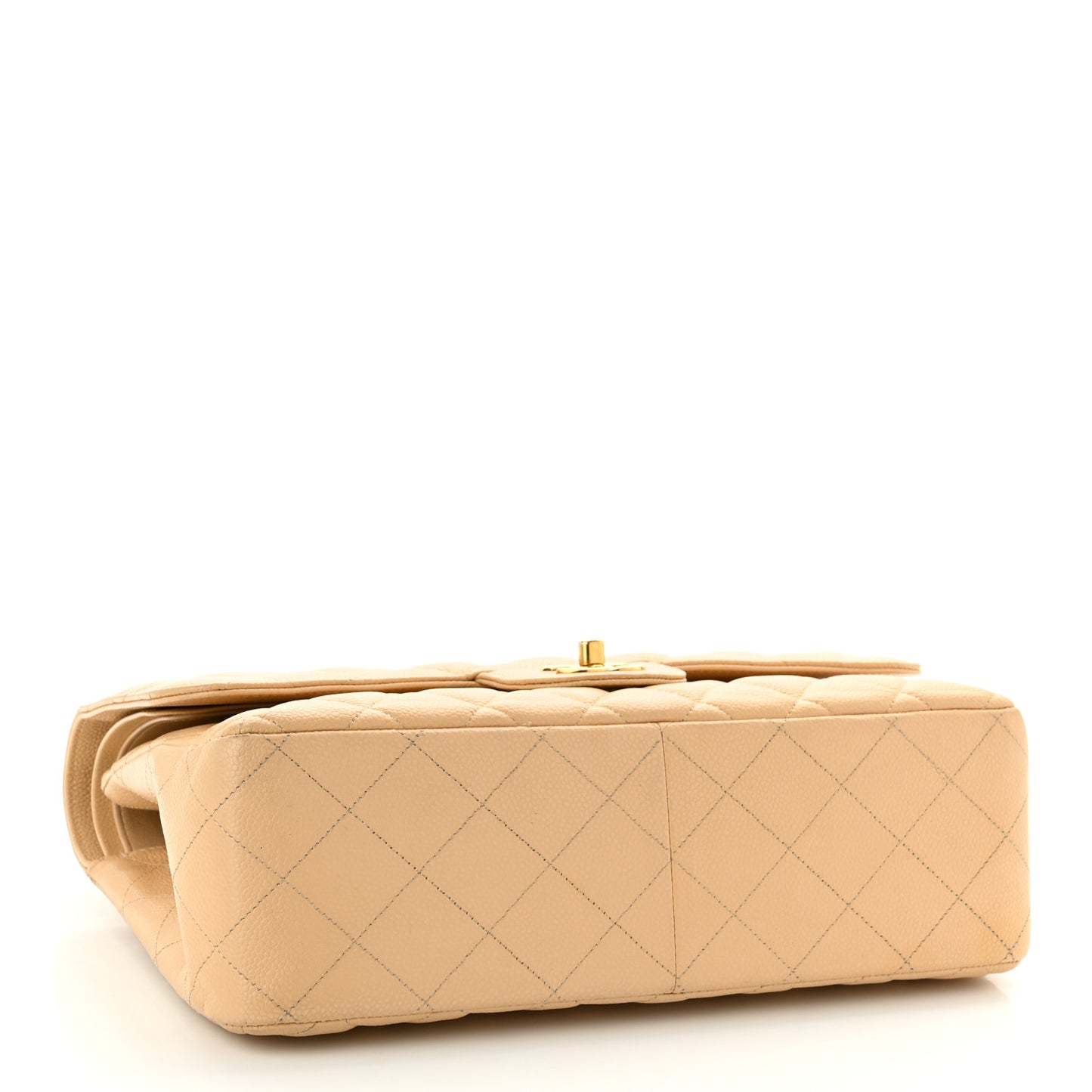 Caviar Quilted Jumbo Double Flap Beige Clair