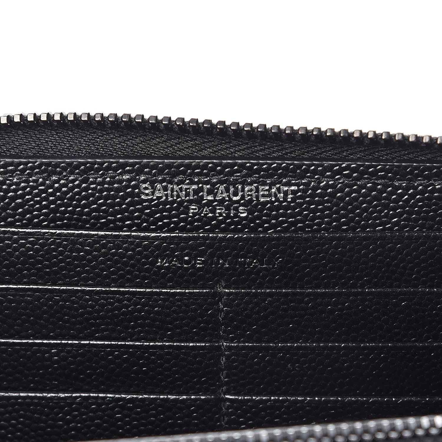 Saint Laurent Grain De Poudre Matelasse Chevron Monogram Zip Around Wallet Black 6 of 11